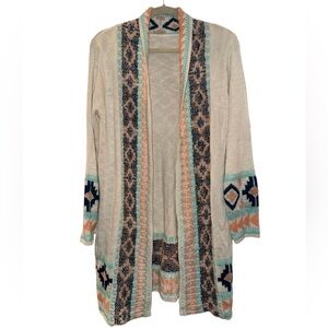 Patterned Open Front Cardigan